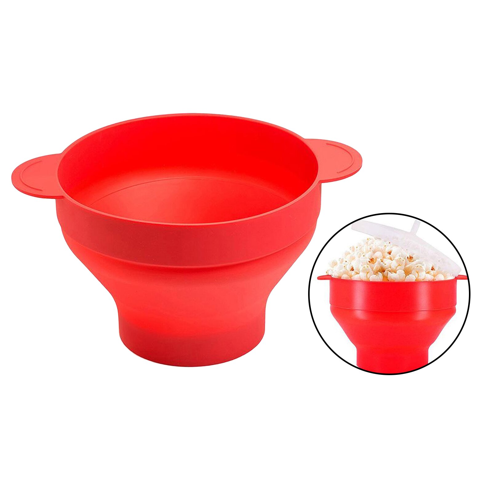 Opvouwbare Siliconen Magnetron Air Popcorn Popper Kom Met Deksel En Handgrepen, Te Nemen Uit De Magnetron: red