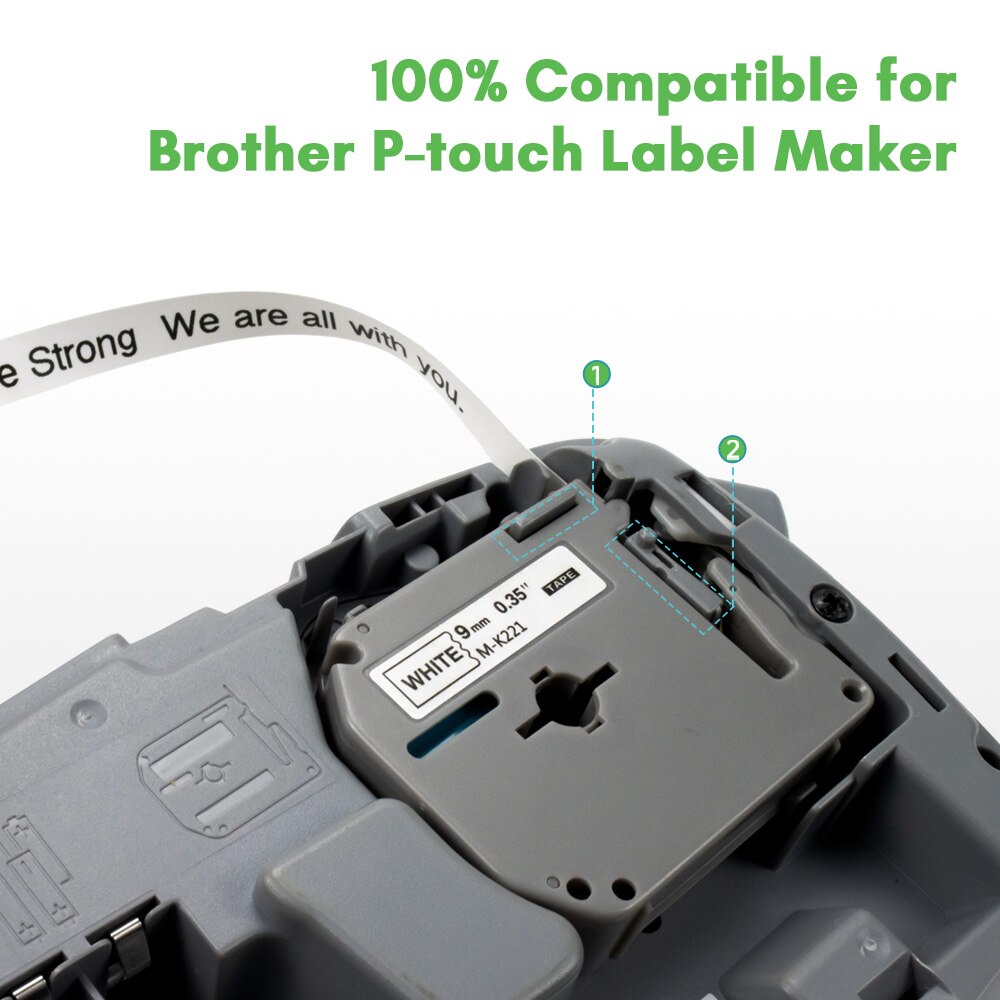10pk sorte på hvide m -k231 labels til brother  mk 231 mk-231 label tape m tape 12mm label tape til brother p touch label maker