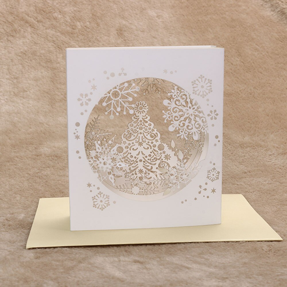 1Pc Stylish Handmade 3D Pop Up Tree Box Snowflake Greeting Card Merry Christmas Party Supplies