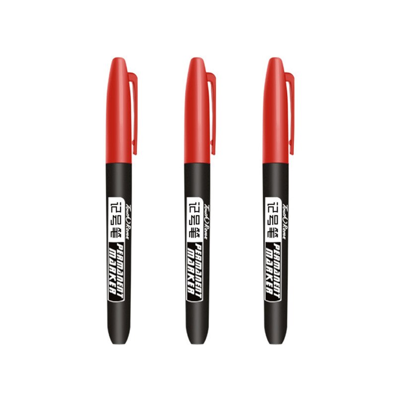 3 Teile/satz dauerhaft Marker Stift Feine Punkt Wasserdichte Tinte dünn Feder Rohöl Feder Schwarz Blau verrotten Tinte 1,5mm Feine farbe Marker Stifte: 3Stck rot