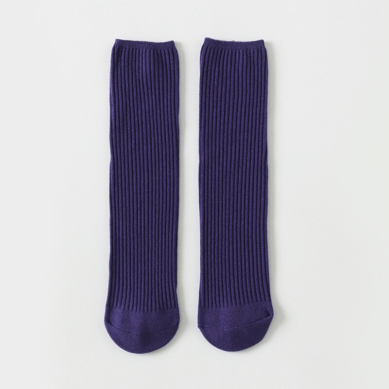 10 colori. Calzini alti al ginocchio Color caramella per bambini. Calzini lunghi per bambini in morbido cotone. Calzino lavorato a maglia per bambini 12T: purple