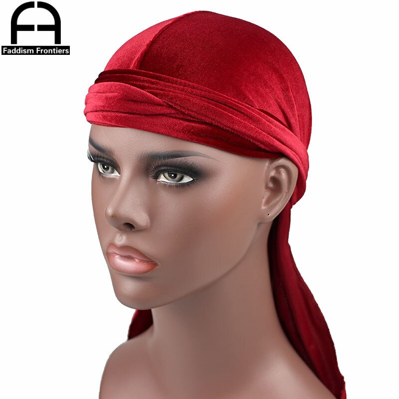 Men's Velvet Durags Bandana Turban Hat Wigs Doo Men Durag Biker Headwear Headband Pirate Hat Hair Accessories: Burgundy