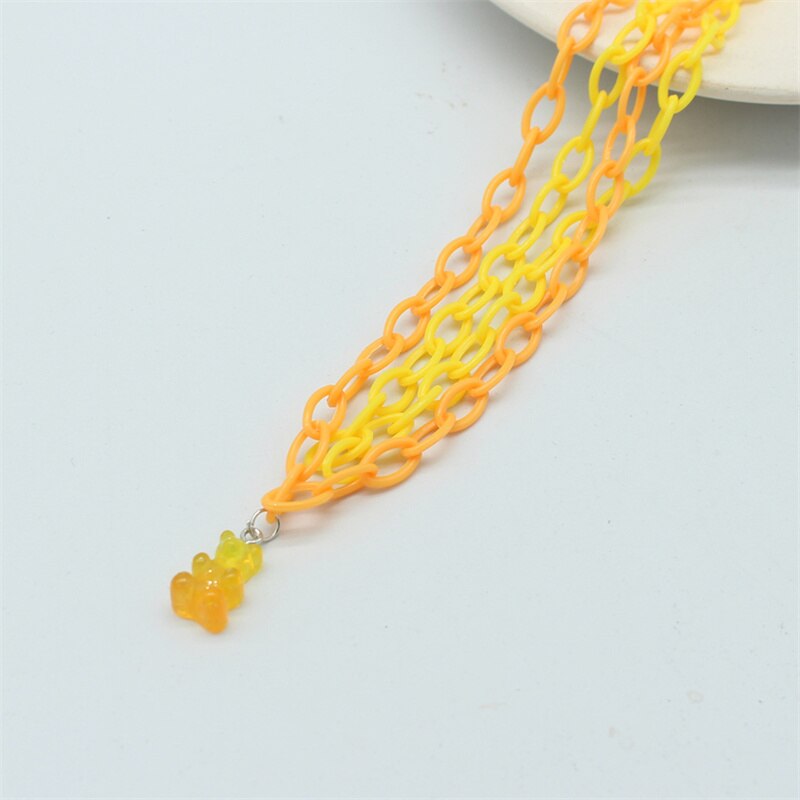 Collana con ciondolo orso in resina creativa colore caramella divertente doppio strato dichiarazione girocollo Harajuku regali gioielli per feste: 2