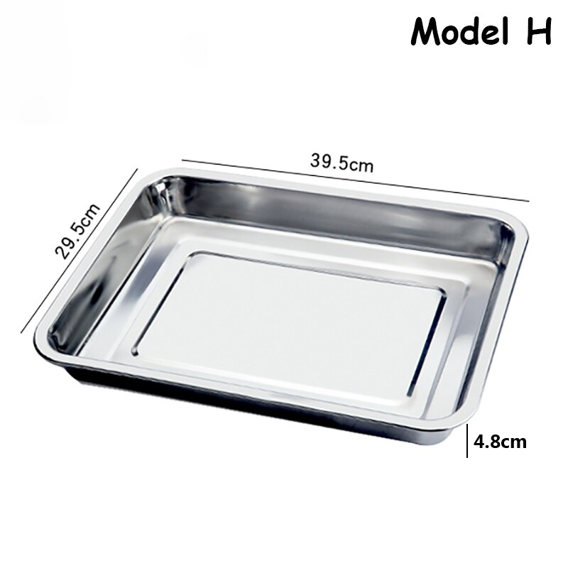 Restaurant Food Tray Stainless Steel BBQ Roast Fish Dishes Chinese Kitchen Steamed Food Plate Baking Bread Snack Food Container: Model H