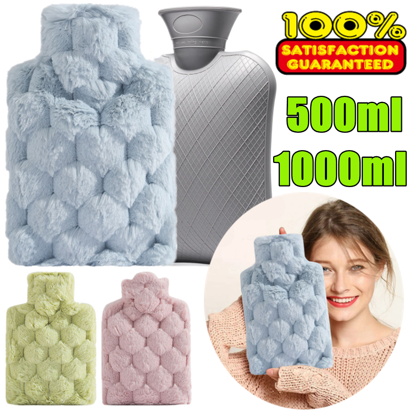 1000/500ML Water Bottles Bag Water-filling -water Bag for Female Warm Belly Hands and Feet Keep Hand Warmer Water Bag