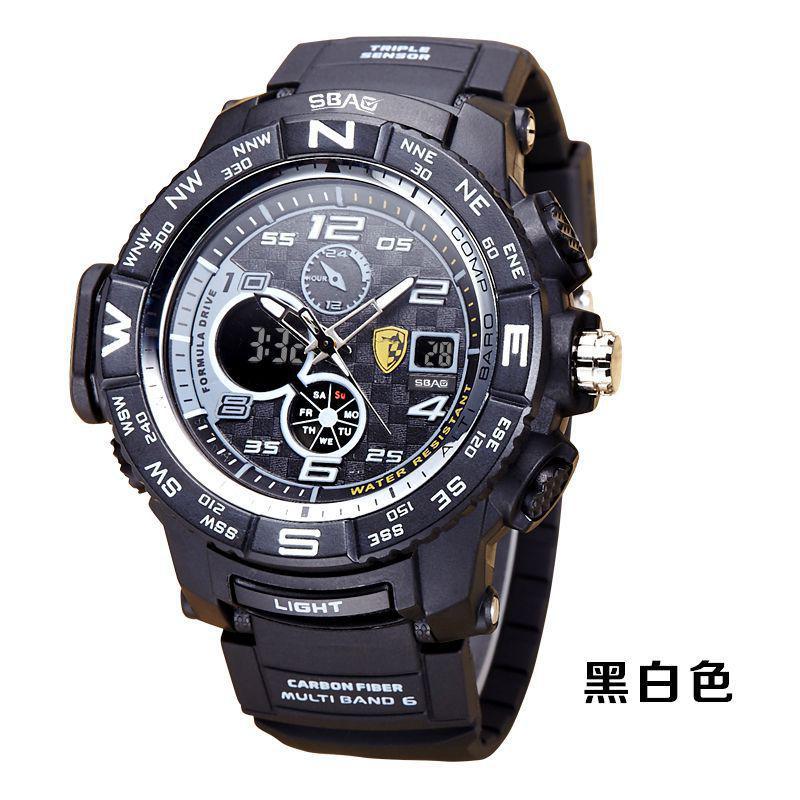 Sbao Sport Watch Men Top Brand Luxury Famous Male Clock Electronic Led Digital Wrist Watches For Hodinky Relogio Masculino: Black White