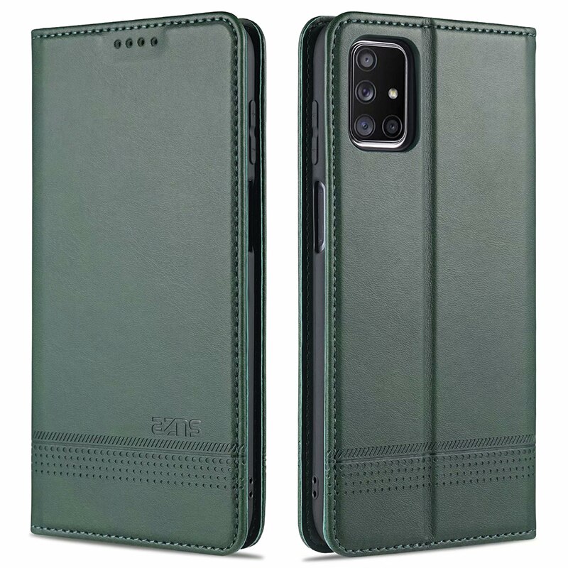 Magnetische fallen für OPPO A15 Brieftasche Abdeckung Tasche mit Tasche: dunkel Grün