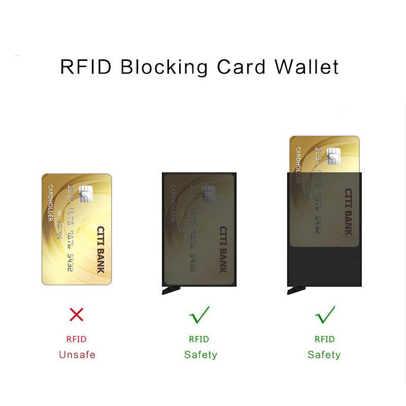 ZOVYVOL nowy portfel RFID bezpieczeństwo aluminium pojedyncze pudełko etui na karty kredytowe Muzyka pop-w górę zwykły szczupły cienkie etui na dowód na upuszczać-Wysyłka 