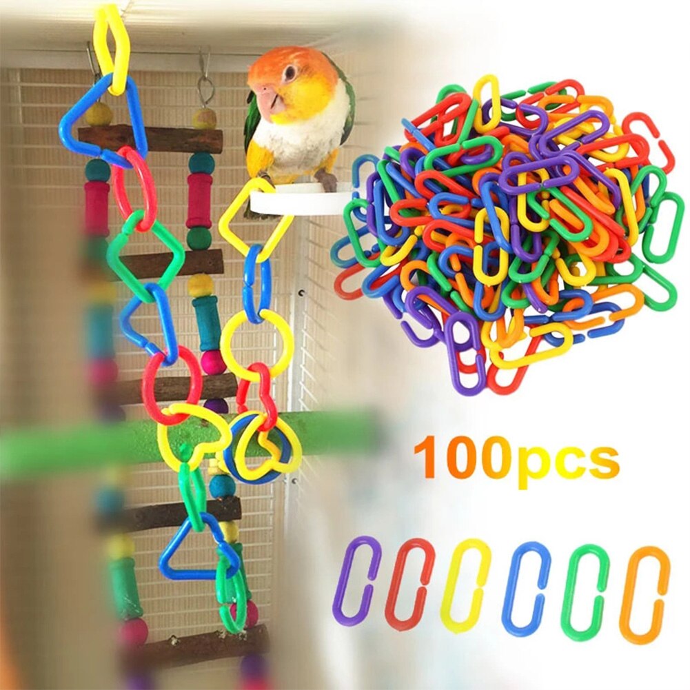 100Pcs Herbruikbare Plastic Papegaai Speelgoed C-Clips Haken Ketting C-Links Sugar Glider Rat Papegaai Vogel Speelgoed Vogel AccessoiresAantrekkelijk Ontwerp