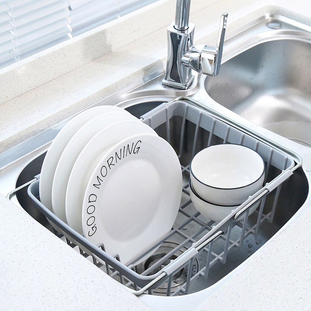Telescopic sink drain rack plastic kitchen dish rack bowl chopsticks rack household vegetable storage rack WY527