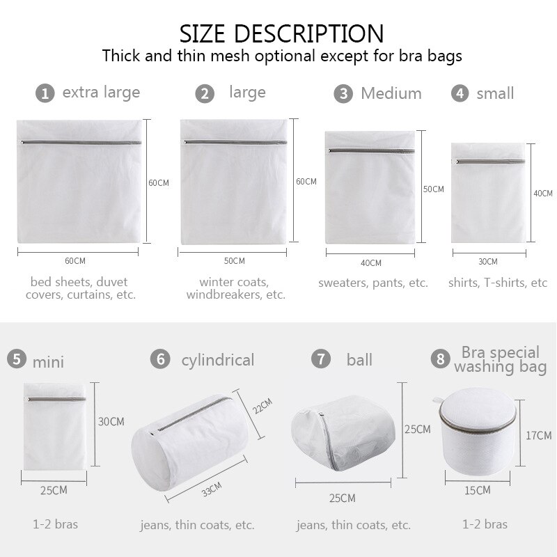 16 Size Net Laundry Basket Laundry Bags Mesh Laundry Bag Polyester Laundry Wash Bags Coarse for Washing Machines Mesh Bra Bag