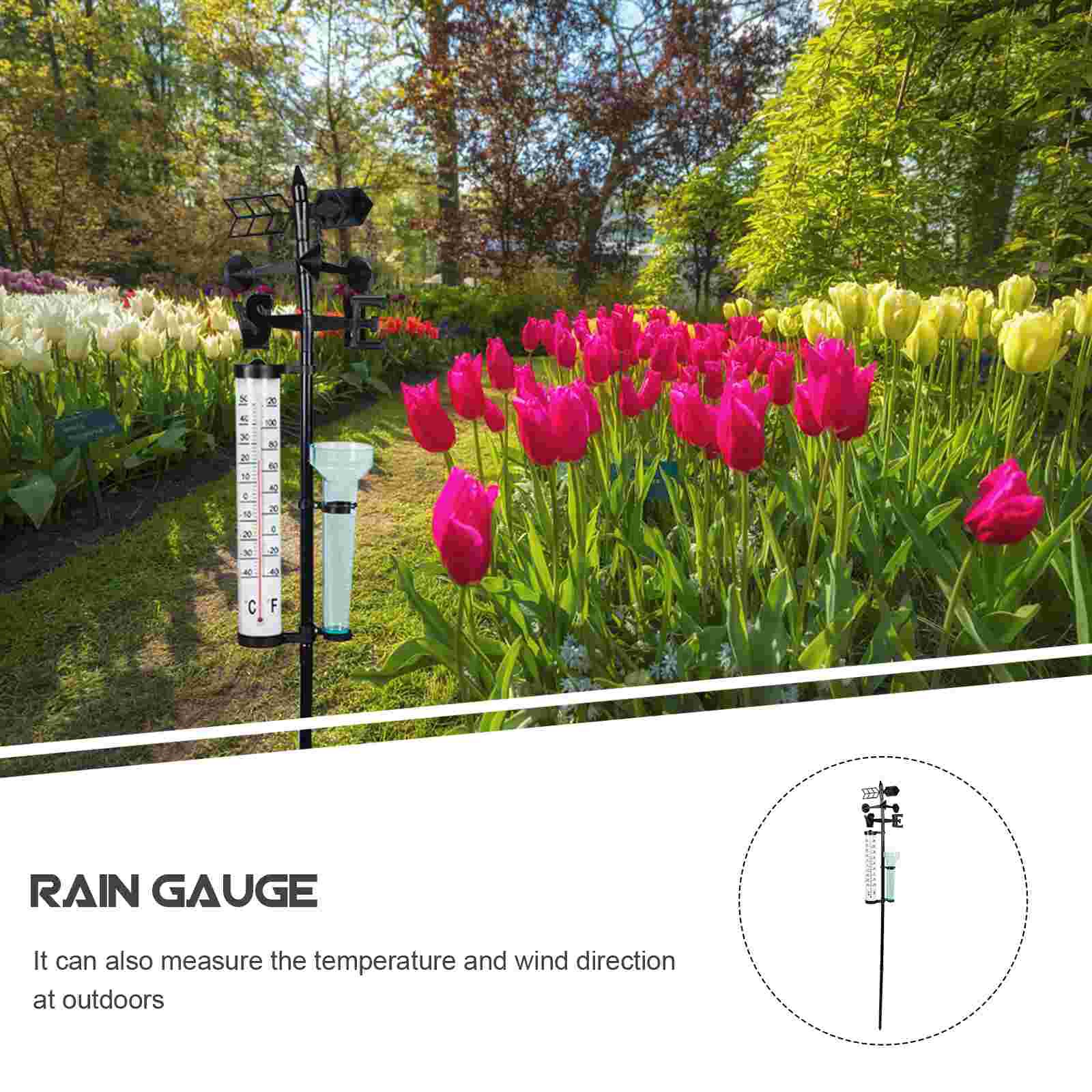 3-in-1 Outdoor Rain Gauge Practical Rain Measurer Wind Indicator