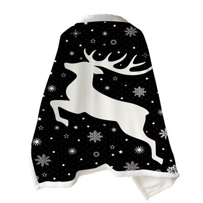 Christmas Printed Women Poncho Double Blanket Cloak Lazy Blanket Multifunction Magic Throw Blanket Air Condirioning Thick Shawl: 4