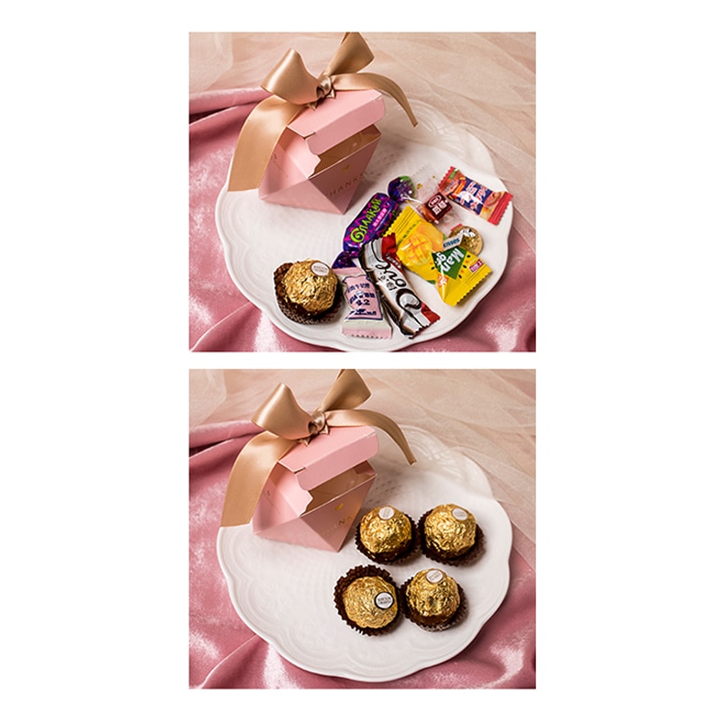 Nuevas y creativas Cajas de caramelos rosas para bodas, caja de suministros para , cajas de papel de chocolates para Baby Shower, paquete "gracias"