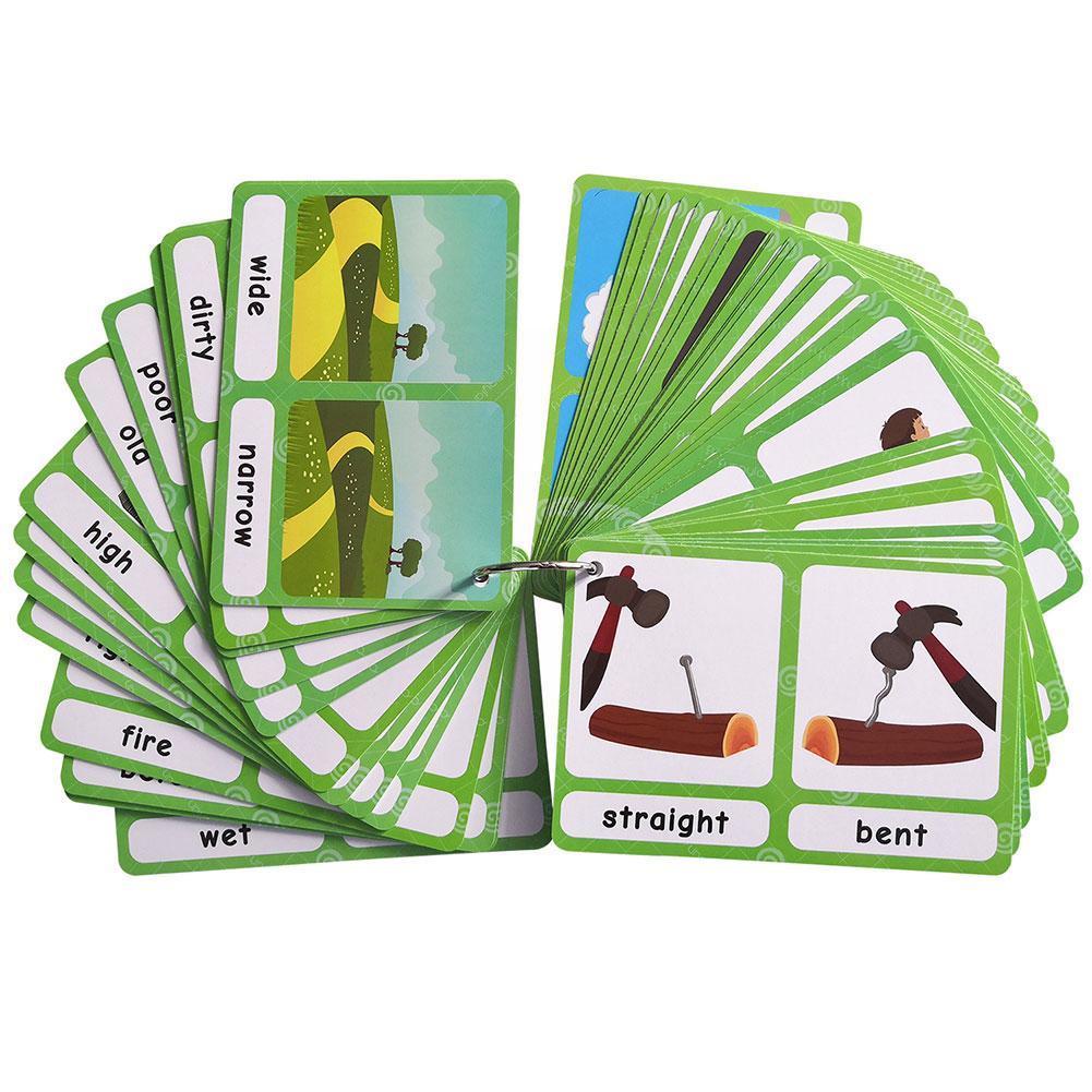 Baby Learn English Word Card Flashcards Synonyms Educational Flashards Life Picture Words Cognitive Learning Daily Behavior X0T8