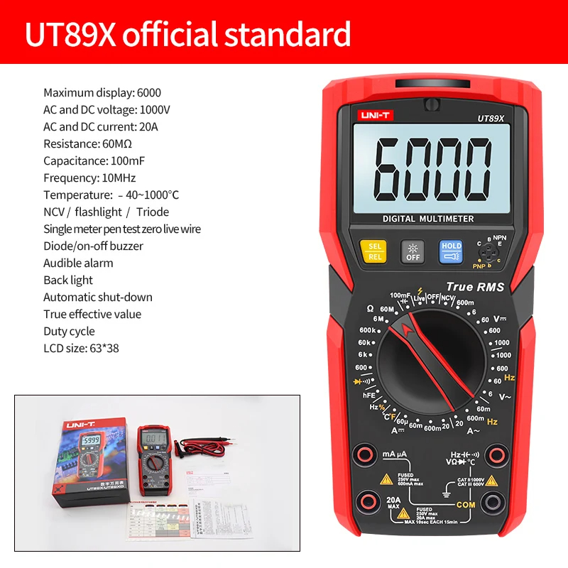 UNI-T Multímetro Profissional UT890C UT890D + UT89X UT89XD UT89XE UT60S UT60BT UT61B + UT61D + UT61E Plus Multímetro Elétrico: Verde
