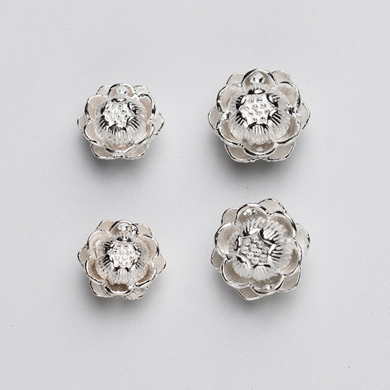 925 Sterling Silver Fancy Lotus Spacer Beads 9mm 10mm Decoration Bracelets Beading Charm Findings DIY Jewelry For Birthday