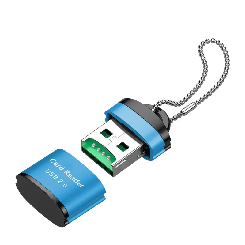 Voor USB Micro SD/TF-kaartlezer USB 2.0 Mini mobiele telefoon Geheugenkaartlezer Hoge snelheid USB-adapter voor laptopaccessoires: Blauw