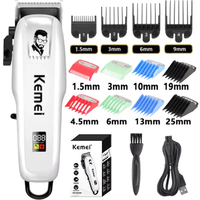 Cortadora de pelo Kemei o cuchilla KM-PG809A cortadora de pelo inalámbrica para hombres máquina cortadora corte de pelo recargable: Beige