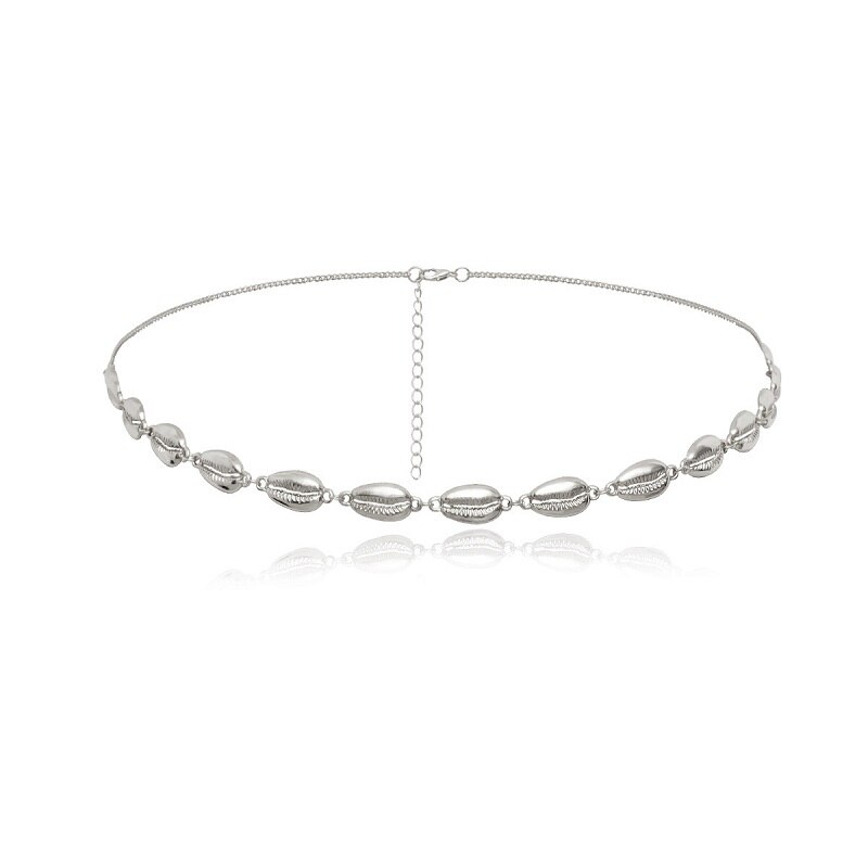 Lujosas cadenas de aleación para mujer, cadenas de cintura de Concha de Oro y Plata, de , cadena de joyería, cinturones, accesorios para mujer: silver shell chain