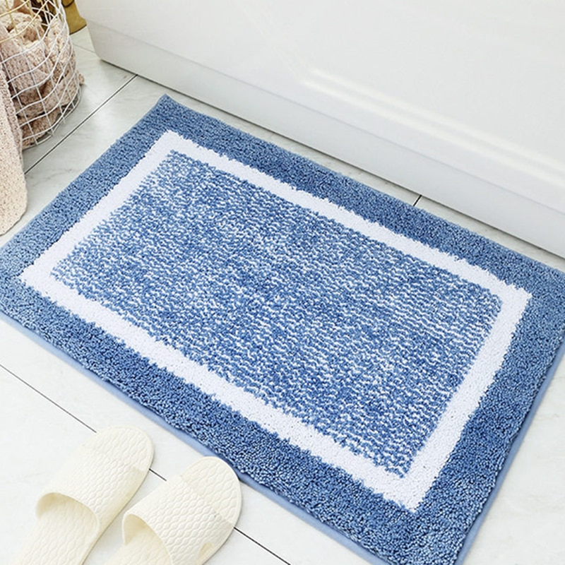 Simple Soft Flocking Bathroom Carpet 1Pcs Water Absorbent Hallway Bath Mat Non-Slip Doorway Bedroom Floor Rug Washsble