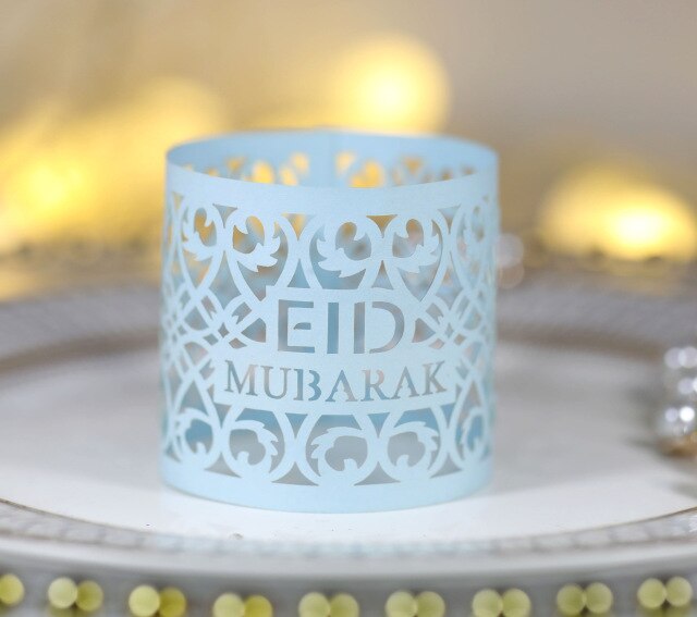 50 Stks/set Eid Mubarak Papier Servet Ring Ramadan Decoraties Voor Thuis Servet Houder Tafel Decor Eid Moslim Ramadan Kareem Decor: Light blue