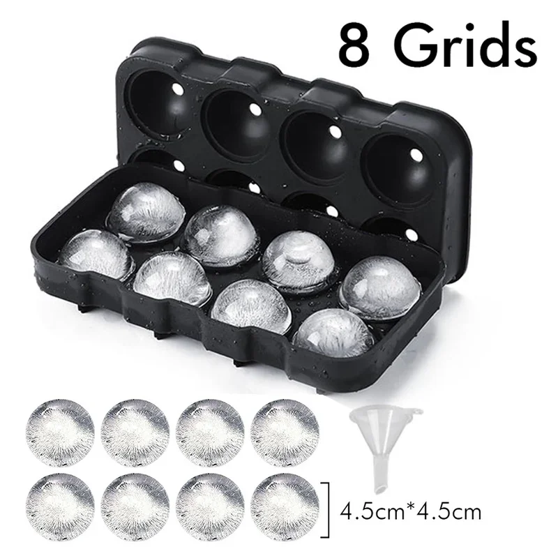 Bandeja de cubos de gelo de silicone grande molde de cubos de gelo reutilizável bola de molde de gelo para uísque molde de gelo 4/6/8 grade bola de gelo: Verde claro