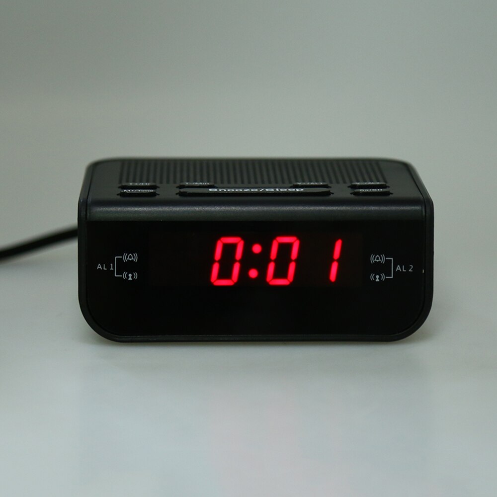 Original modern väckarklocka fm-radio med dubbla larm summer snooze sleep funktion kompakt digital röd led tidsdisplay