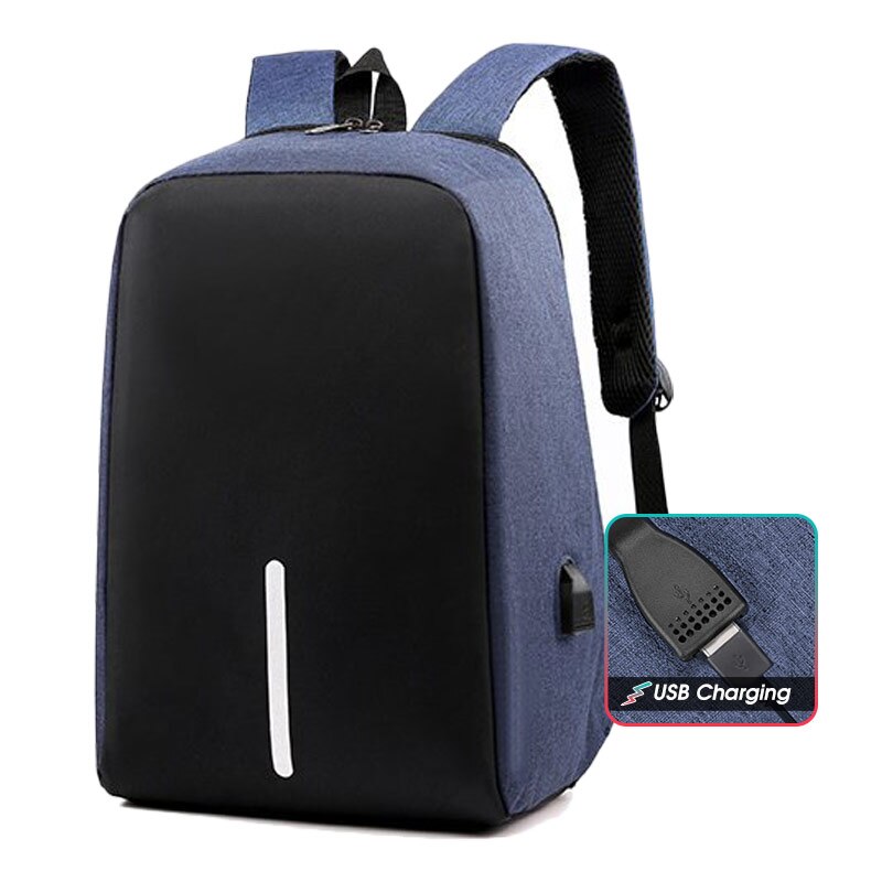 Sac à dos Anti-vol affaires hommes femmes sac ordinateur portable sac à dos voyage en plein air sac à dos grande capacité USB Charge sac d'école: Dark-Blue