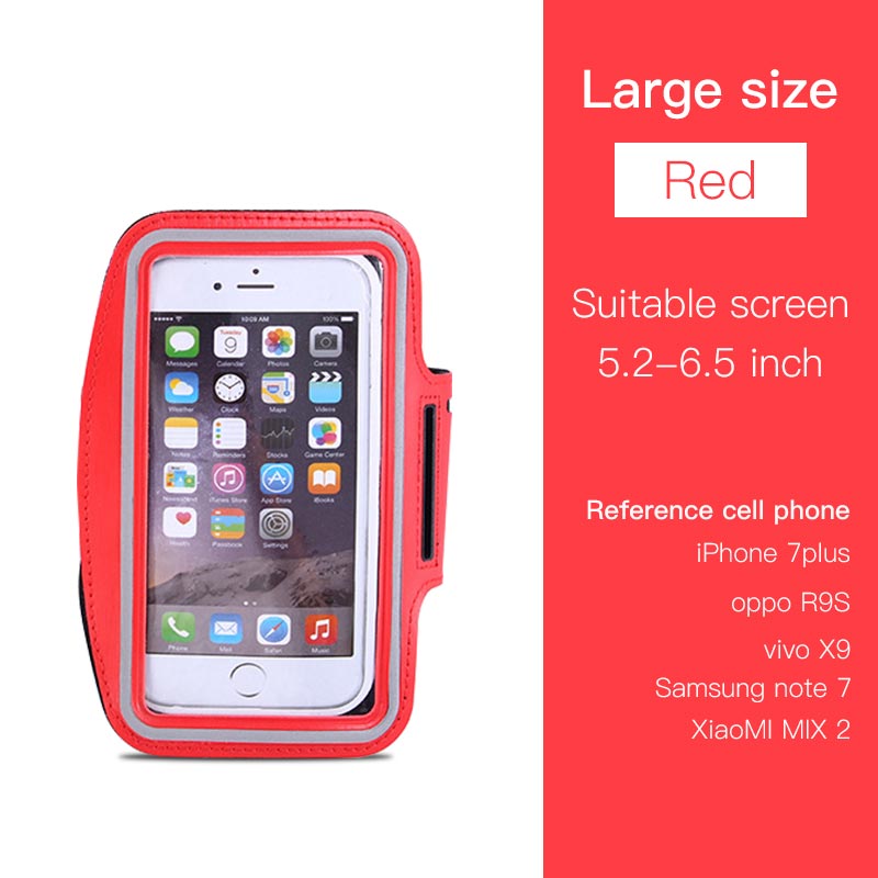 Waterproof Sports Running Wristband 4.0-6.5 inch Mobile Phone Armband Case for iPhone XS MAX X 8 Plus Xiaomi Case Phone holder: Large Red