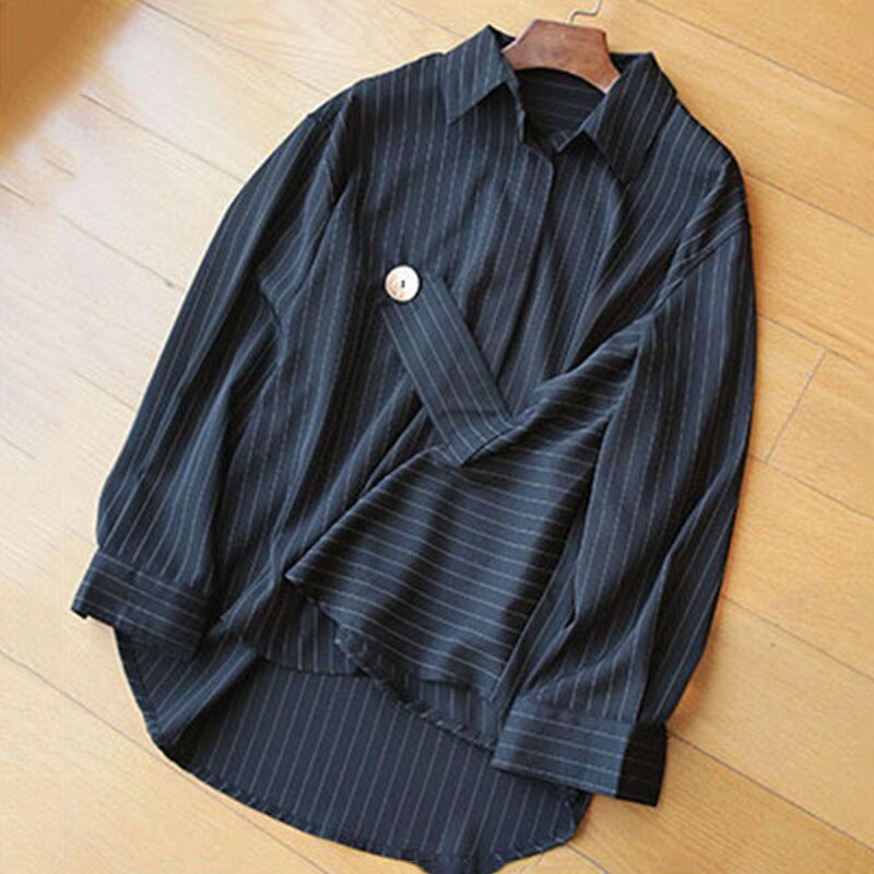 XITAO-Blusa holgada informal a rayas para otoño, camisa holgada a rayas para mujer, estilo informal, pequeña y fresca, WJ1264,