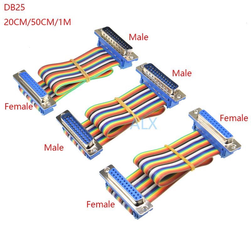 Connecteur de câble DB25 mâle à femelle/mâle à mâle/femelle/femelle, câble d&#39;extension adaptateur de port série d-sub, 1 pièce, 20CM 50CM 1M