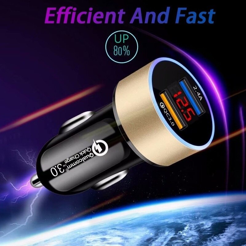 Fast Car Charger With LED Display 3.1A Charger for iPhone 8 X XR Xiaomi Samsung S10 Huawei Tablet Moblie Phone USB Car-Chargers