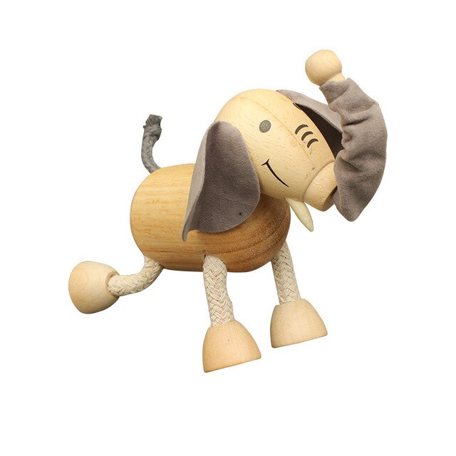 Wooden Small Animal Solid Wood Animal Doll Model Toy Children Forest Animal Puppet Toy Decoration: Elephant