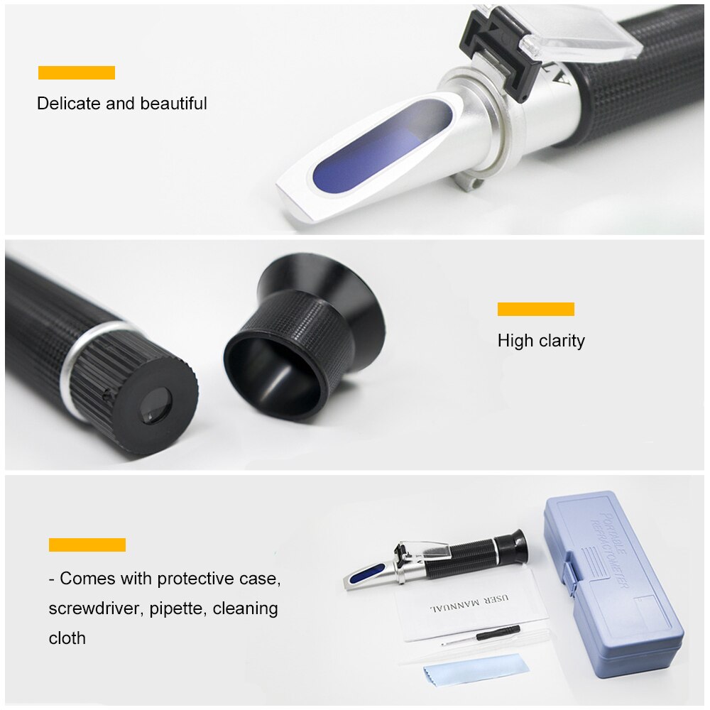 KKmoon 3-in-1 Handheld Honey Refractometers for Honey Moisture Brix Beekeeping Honey Refractometer Water Content Meter