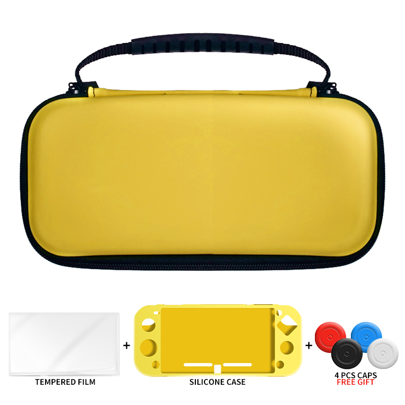 Bolsa de almacenamiento de rana de datos para Nintendo Switch Lite consola bolso de protección portátil con 10 ranuras para tarjetas para NS Lite Estuche de transporte: C-Yellow 3 in 1