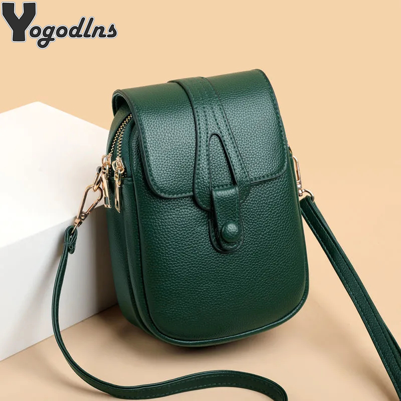 Eenvoudig PU lederen crossbody schoudertassen voor dames Lente Retro merkhandtassen en portemonnees Dames mobiele telefoonzak