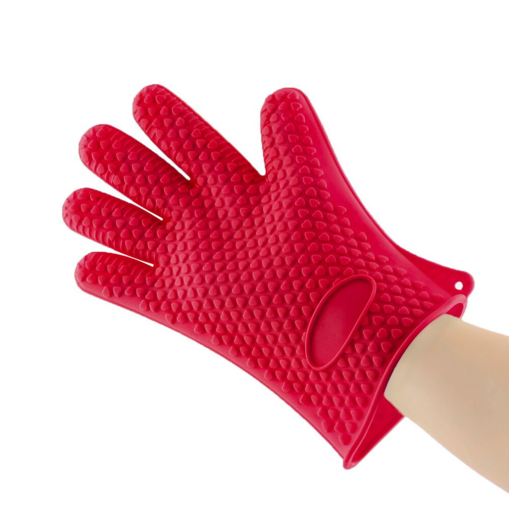 Hittebestendige Siliconen Handschoen Koken Bakken Bbq Oven Pannenlap Mitt Keuken Rood