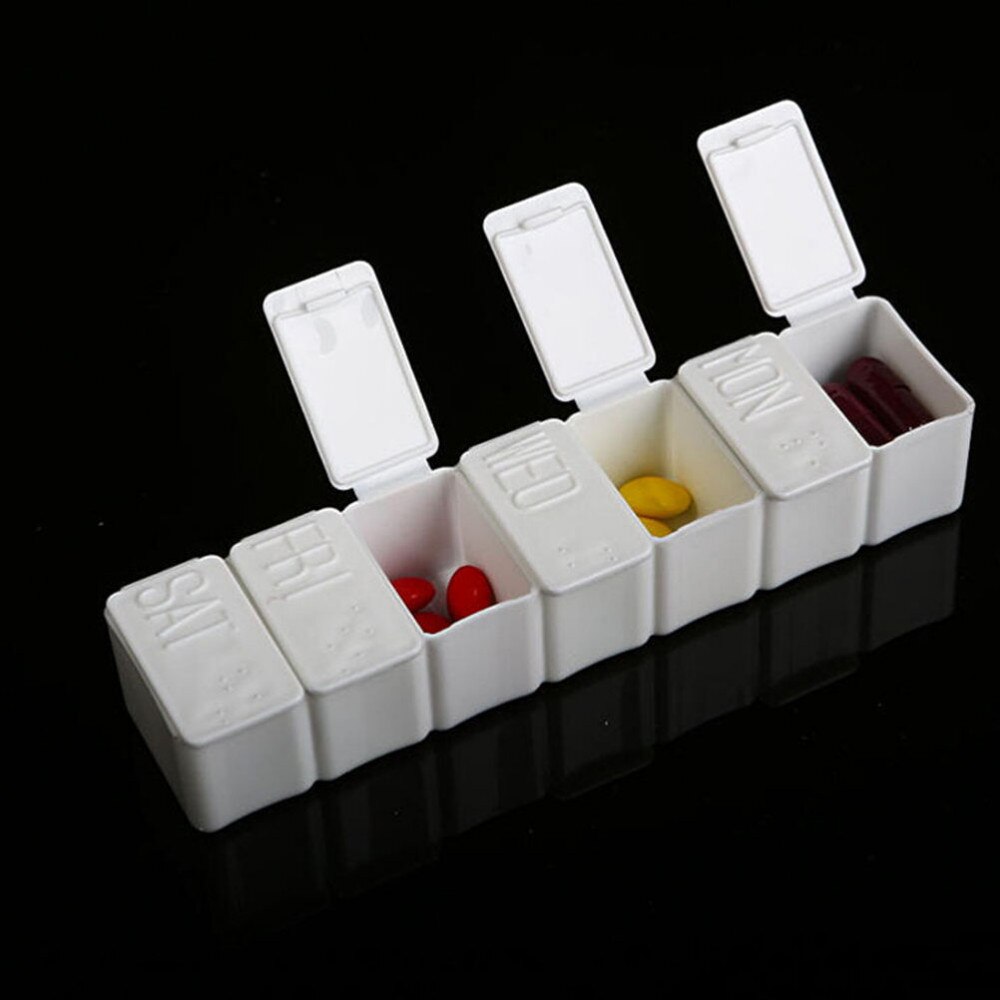 5 styles 7 dages pilleetui bærbare slots ugentlige medicinbeholder tabletopbevaringsorganer holder etui pilleæske