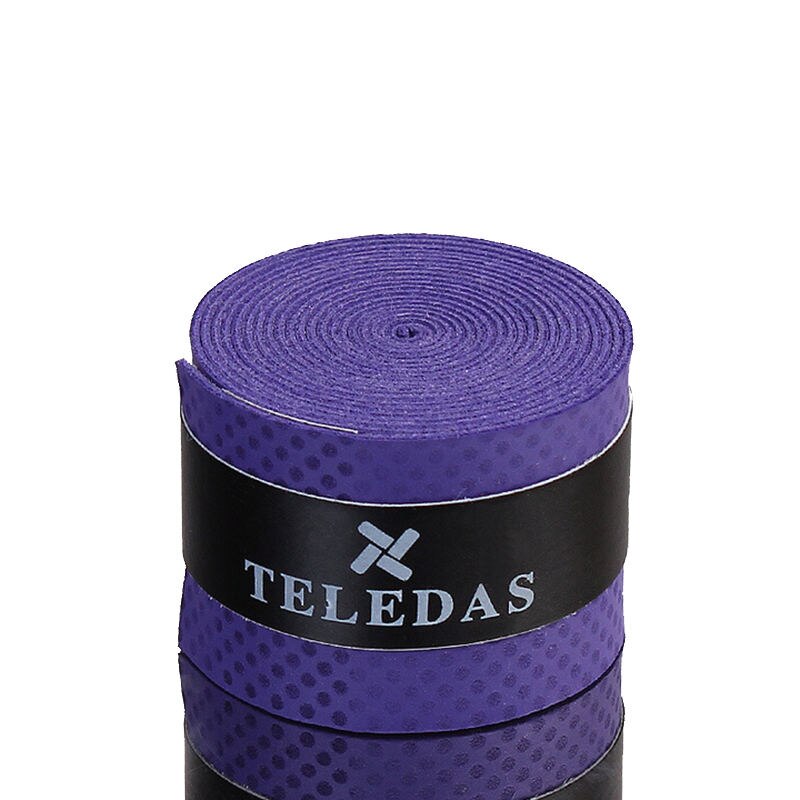 5 st perforerad sticky feel tennisracket grepp omsluter racket grepp med handlim, squash överhandtag, fiske grepp: Lila