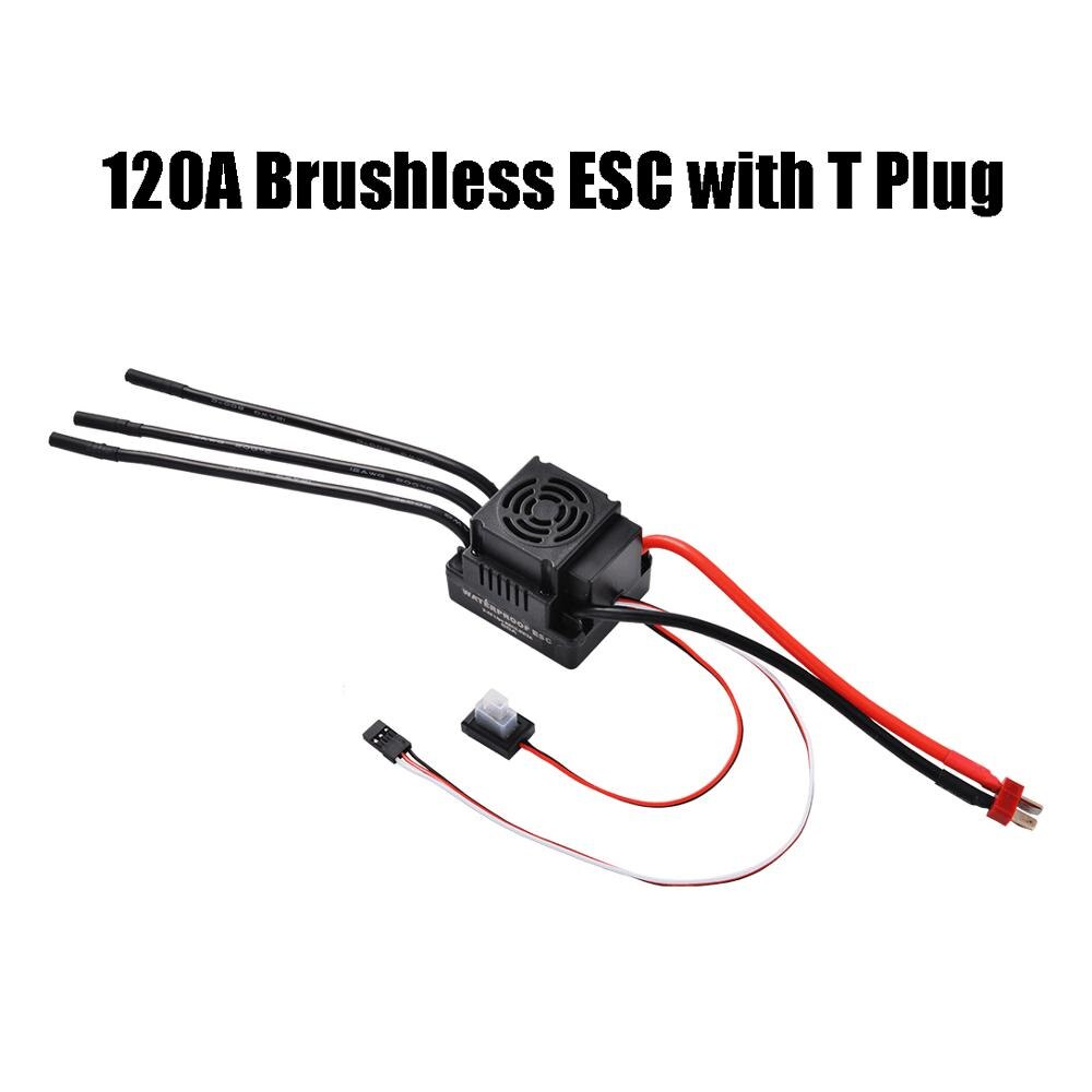 Impermeabile ESC 60A 80A 120A S-80A S-120A Brushless ESC Regolatore di Velocità Elettrico con 5.5V / 3A BEC per 1/8 1/10 1:10 RC Auto: 120A ESC with T plug