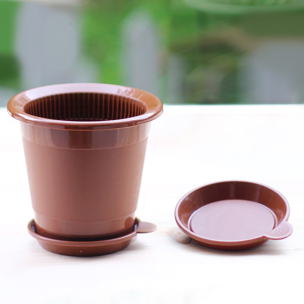 5pcs Solid Indoor Outdoor Round Flower Pot Home Garden Balcony With Handle Waterproof Durable Container Drip Tray Plant Saucer