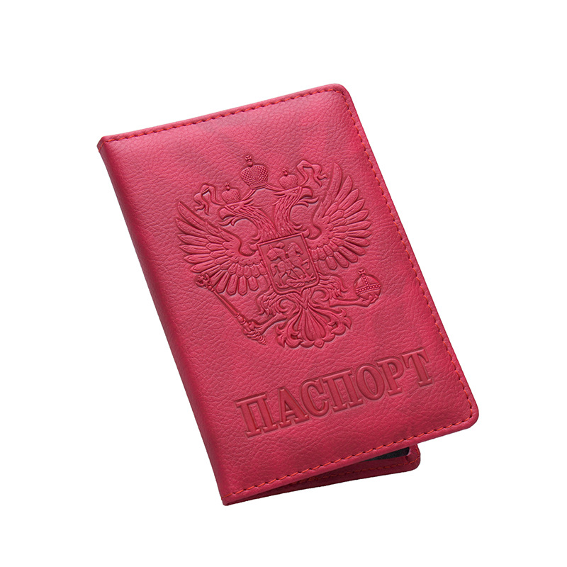 Russian Passport Cover Women Passport Case Men Travel Passport Holder Leather Credit Card Holder ID&Document Card Case: Red A