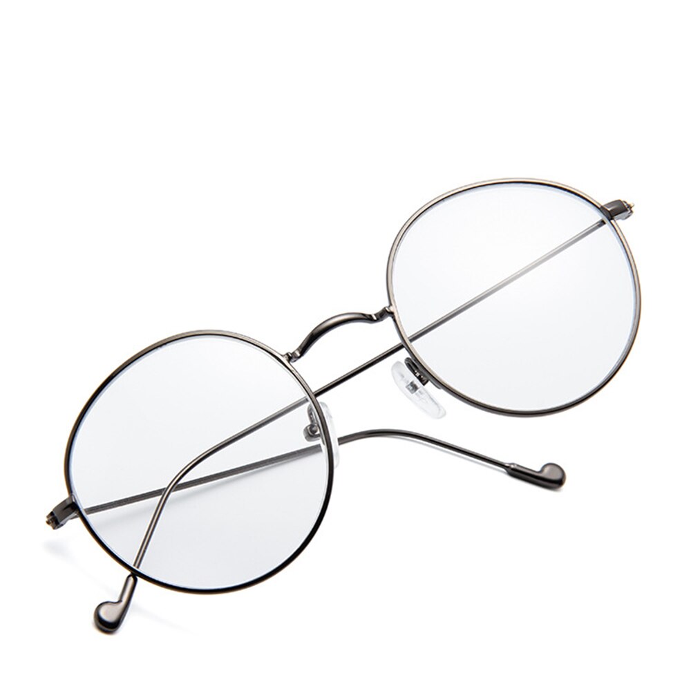 Metal Ladies Glasses Frame Round Transparent Lens Classic Retro Men Prescription Optical Glasses