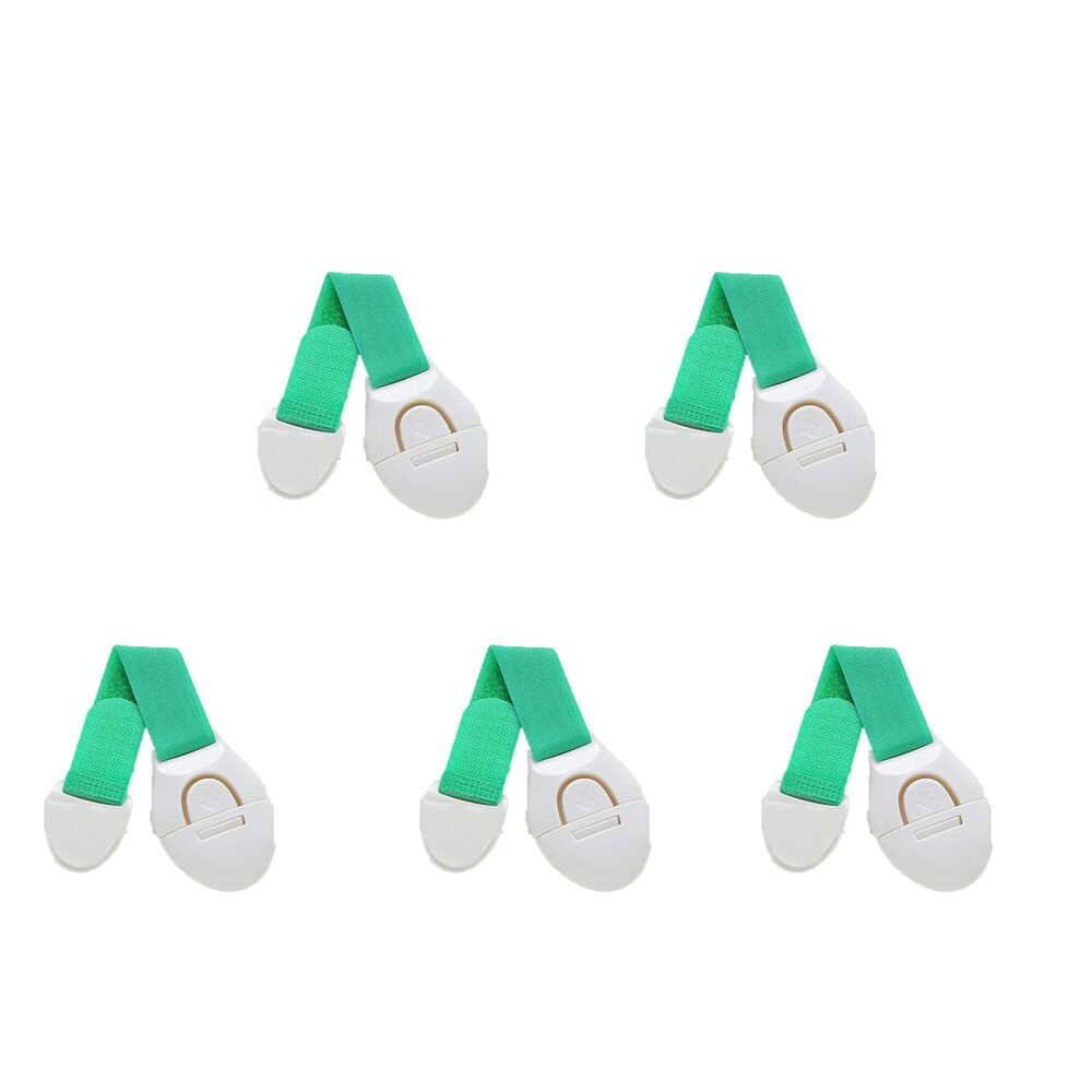 5pcs Child Cabinet Door Lock Cupboard Toilet Safety Care Lock Refrigerator Drawer Plastic Lock Baby Protection Security Products: Green