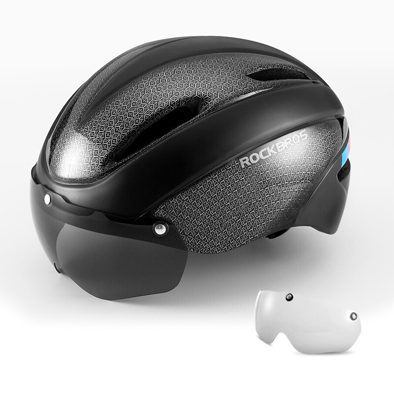 Rockbros Fiets Helm Ultralight Integraal Gegoten Helm Rand Lens Goggles Bike Helm Mannen Vrouwen Eps Mtb Road Fietshelm: WT-018S-BK