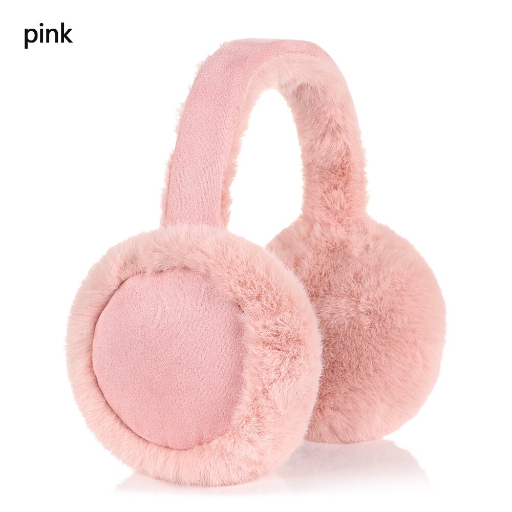 Damskie zimowe ciepłe futerkowe nauszniki jednokolorowe miękki pluszowy nauszniki ochraniacze uszu odkryty wiatroszczelny utrzymuj uszy ciepłe: różowy