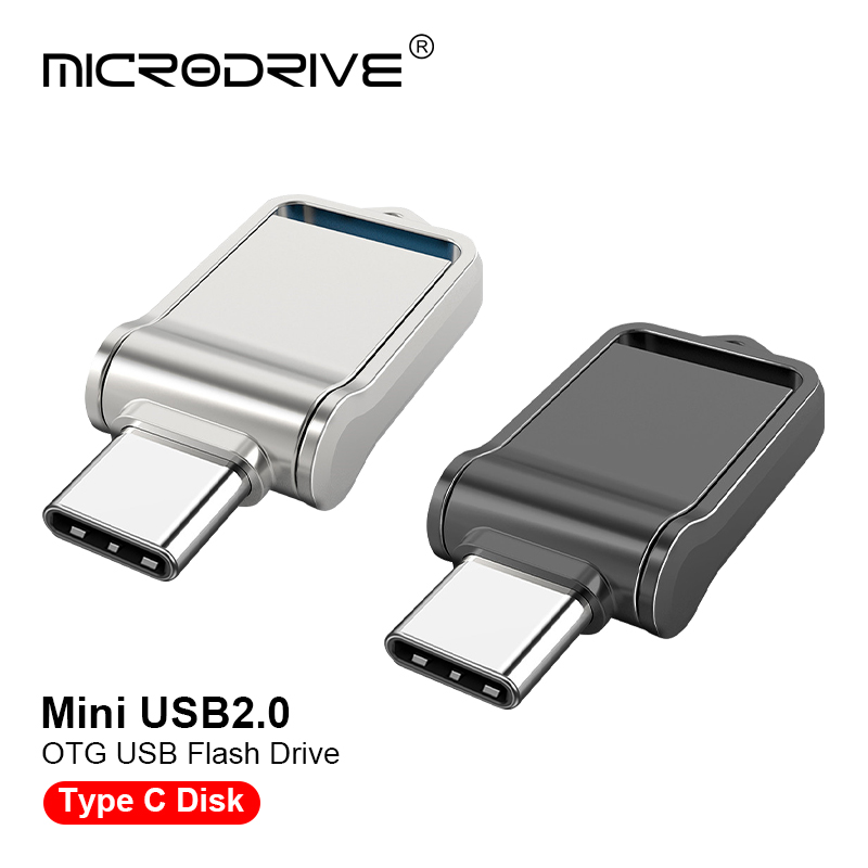 Mini metalen otg type-c pendrive usb geheugenstick 16gb 32gb 8gb usb flashkaart 128gb 256g 512g type-c pendrive
