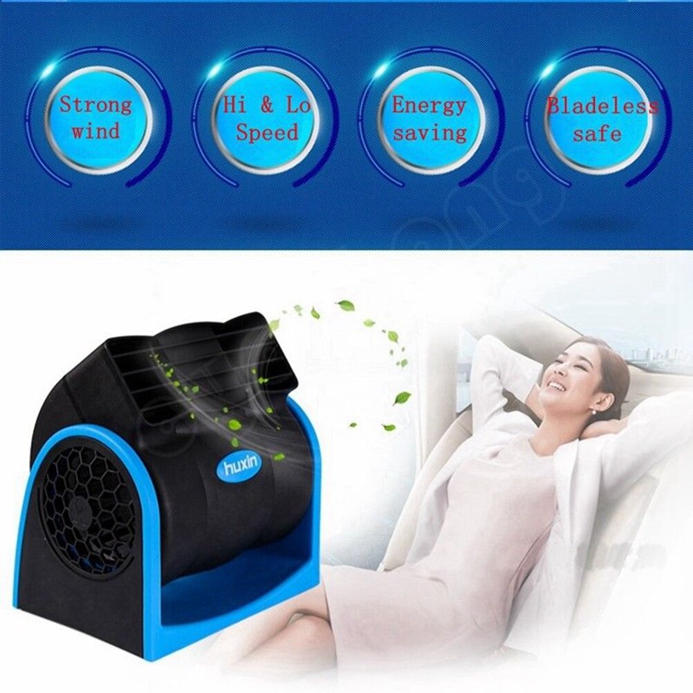 12V Portable Mini Auto Car Turbo Cooling Fan Super Quiet Silent Cooling Fan 2-Speed Adjustable Car Air Fan Without Blades
