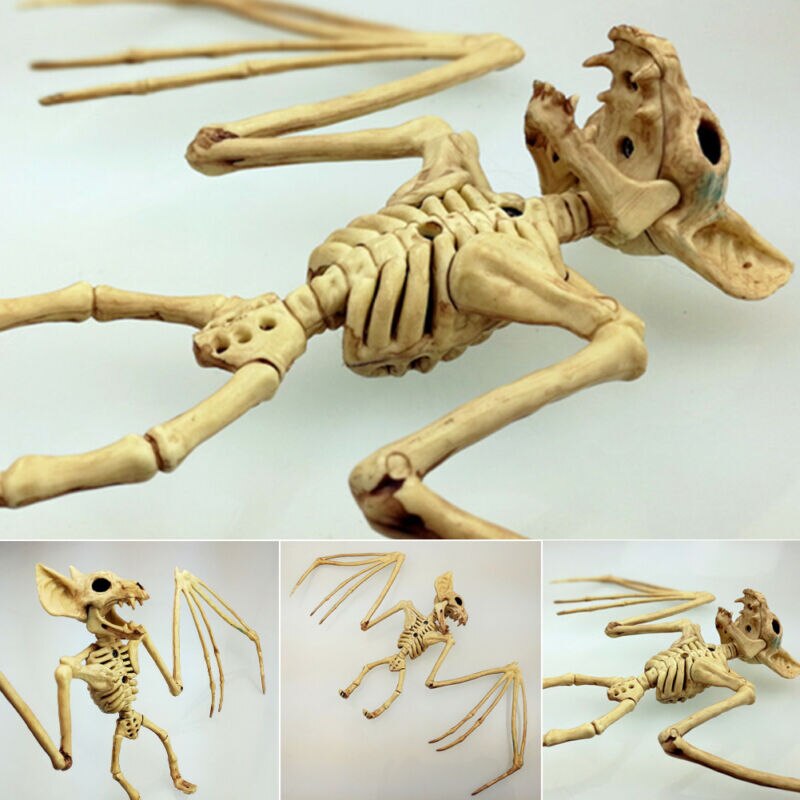 Sales Bat Skeleton Hanging Upside Down Halloween Animal Prop Haunted House Decor